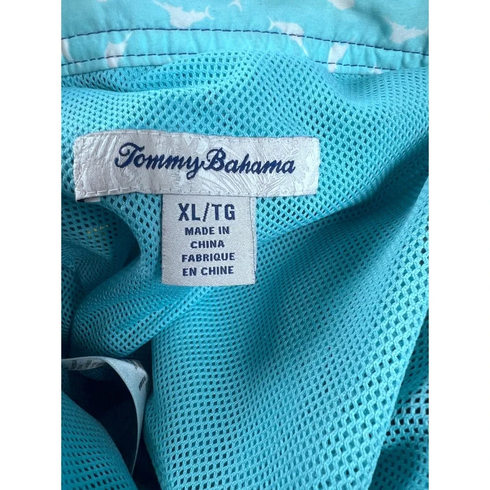 Tommy Bahama Mens XL Blue Tropical Hibiscus Palm Mesh Swim Trunks Cargo Shorts